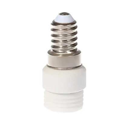 White ceramic led bulb with metallic screw base paired with white plastic e14 to g9 converter splitter bulb socket adapter