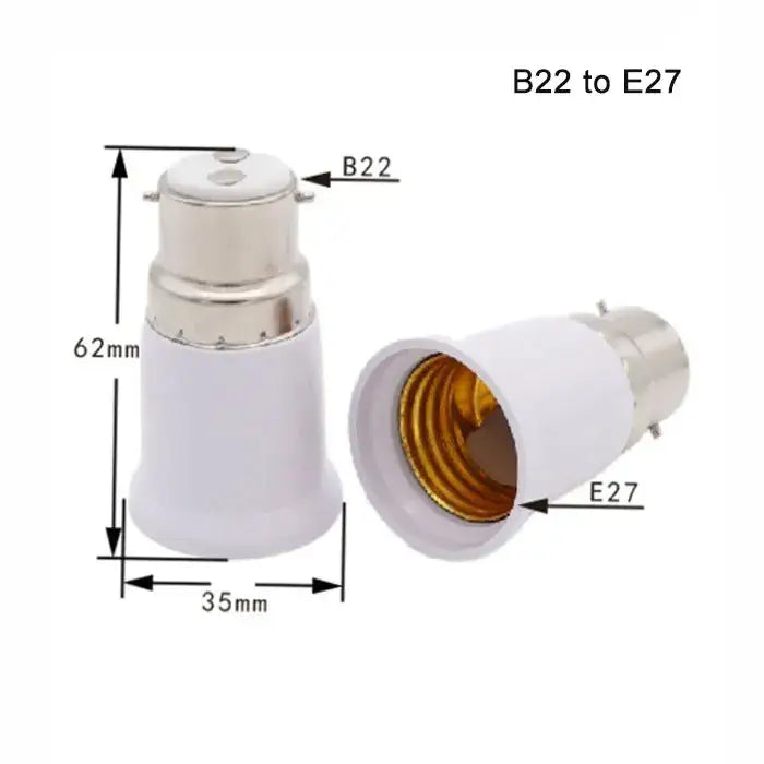 White plastic and metal lamp adapter with e27 socket extender and metallic threaded base for kitchen light fitting