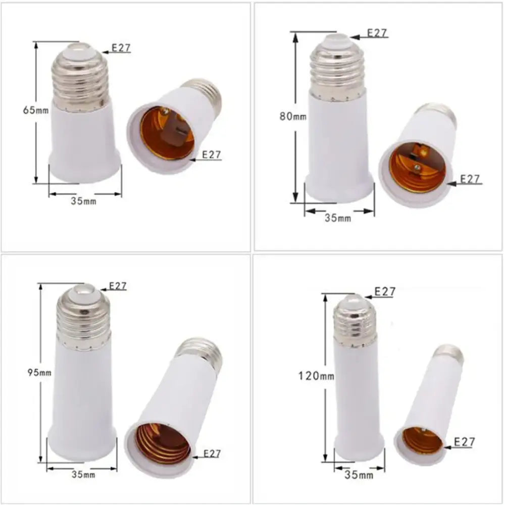 White plastic e27 socket extender lamp adapter with metallic threaded base and internal brass contacts for kitchen light fitting