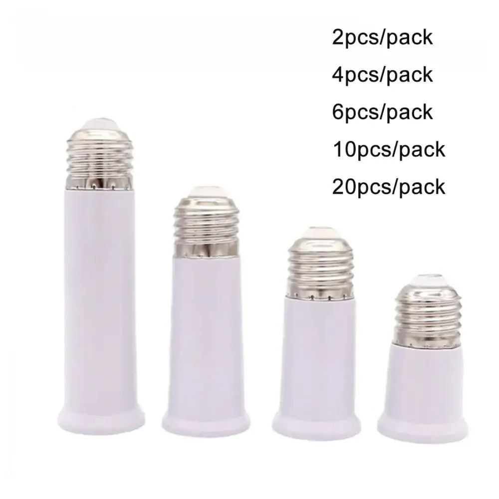 White plastic e27 socket extender lamp adapter with metallic threaded base for medium socket extender fittings
