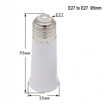 White plastic e27 socket extender lamp adapter with frosted plastic body and metallic threaded base for kitchen light fitting