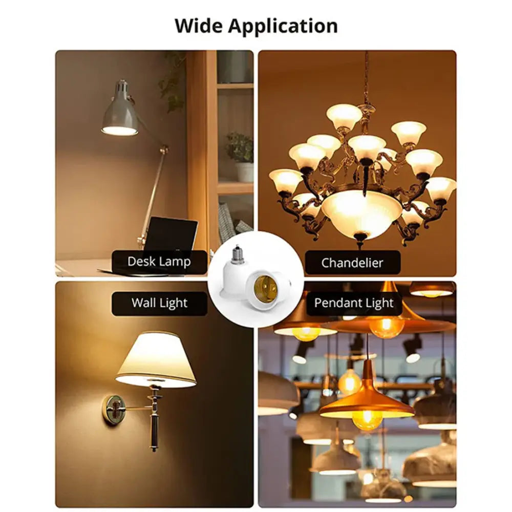 White plastic lamp base converter with gold-colored screw base for living room socket adapter use