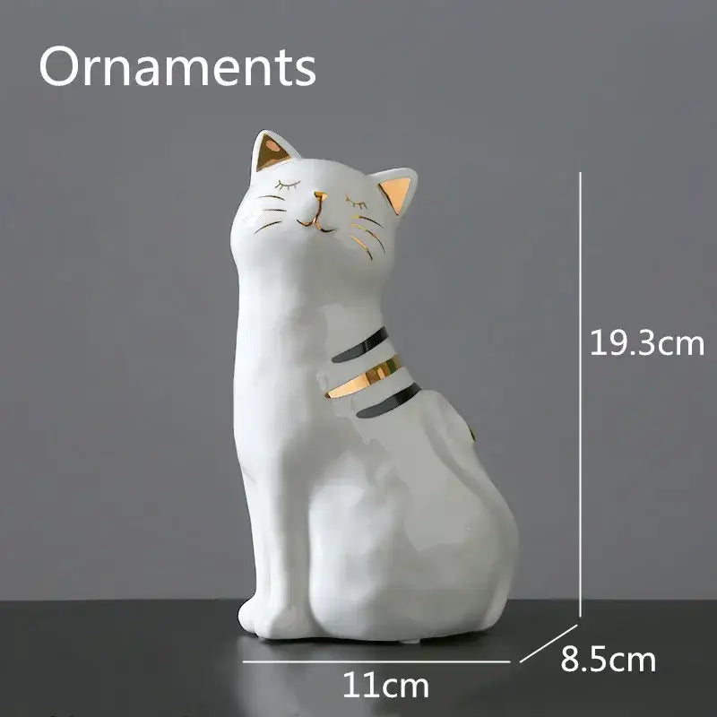 White porcelain cat vase decorbites cat vase with gold trim on ears whiskers and collar for living room decor