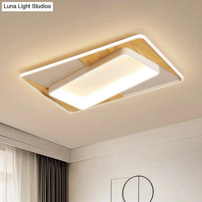 DecorBites™ DecorBites™ White Rectangle Acrylic LED Ceiling Light Fixture for Minimalist Living Room