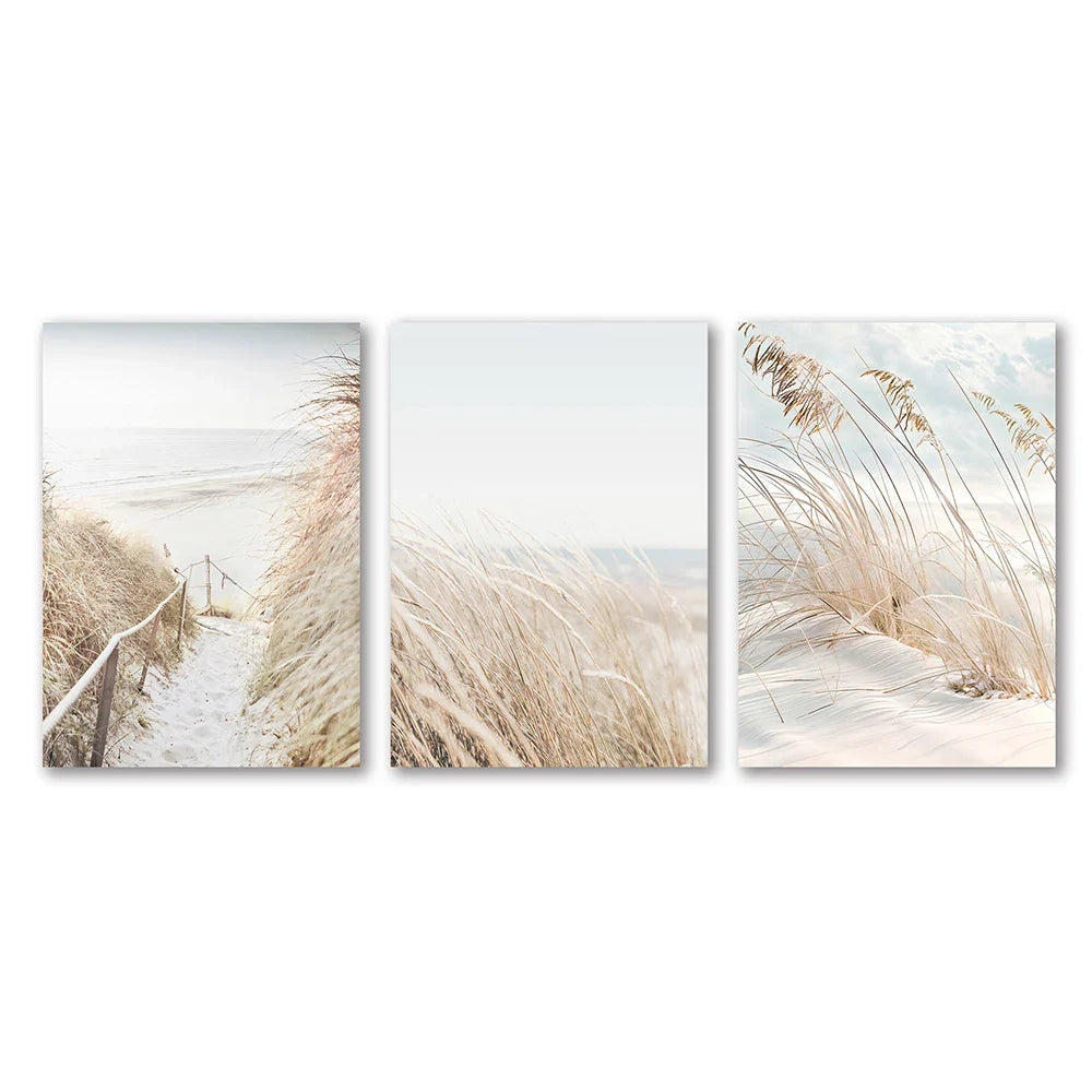 White Seascape Canvas Set - Beach & Botanical Wall Art - PC 30985-87-3PCS / 40x50cm