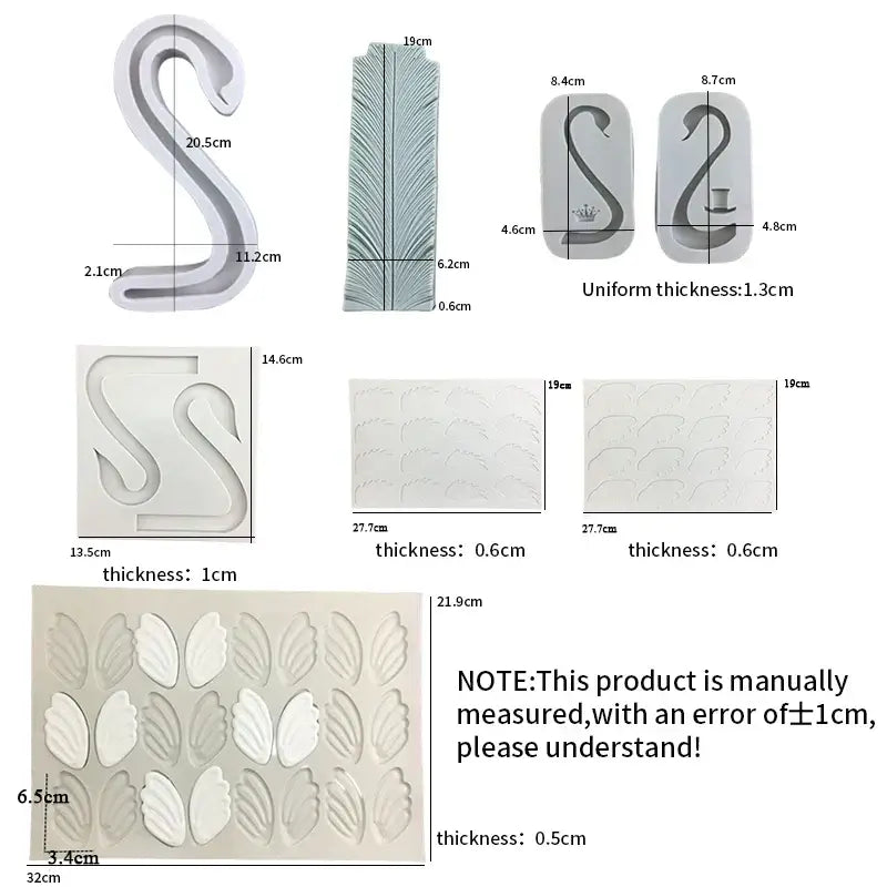 White silicone 3d wings cake mold with swan neck and feather shell designs for decorbites 3d wings kitchen use