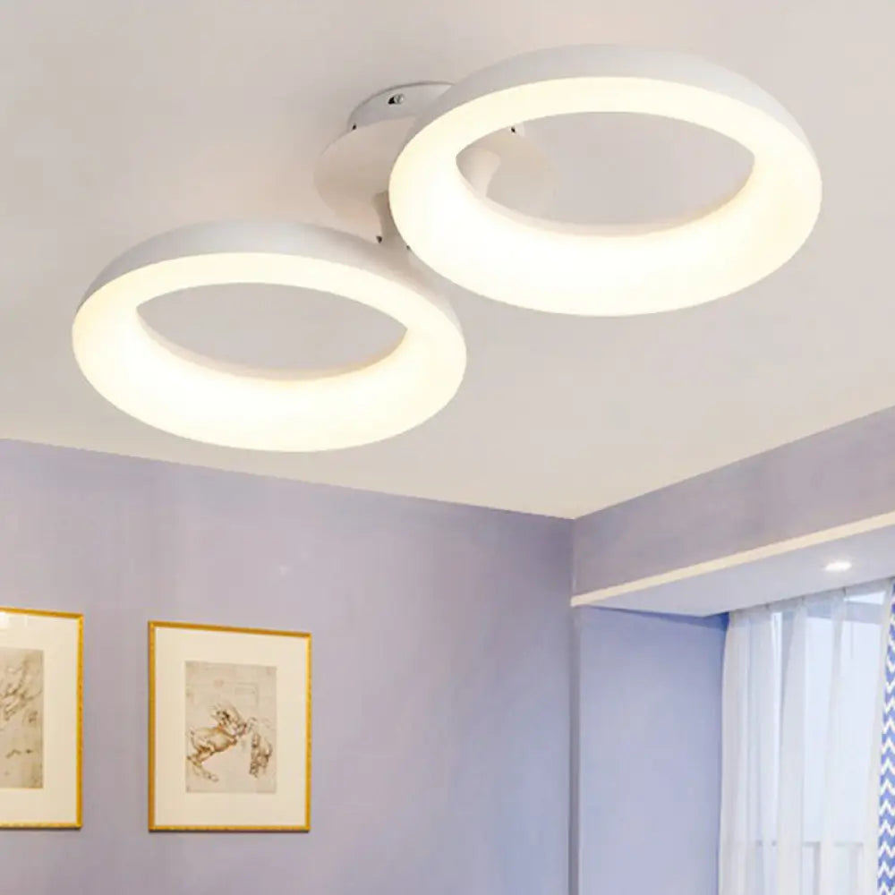 DecorBites™ DecorBites™ White Simplicity Circle LED Semi Flush Light for Living Room Ceiling