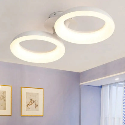 DecorBites™ DecorBites™ White Simplicity Circle LED Semi Flush Light for Living Room Ceiling