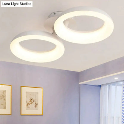DecorBites™ DecorBites™ White Simplicity Circle LED Semi Flush Light for Living Room Ceiling