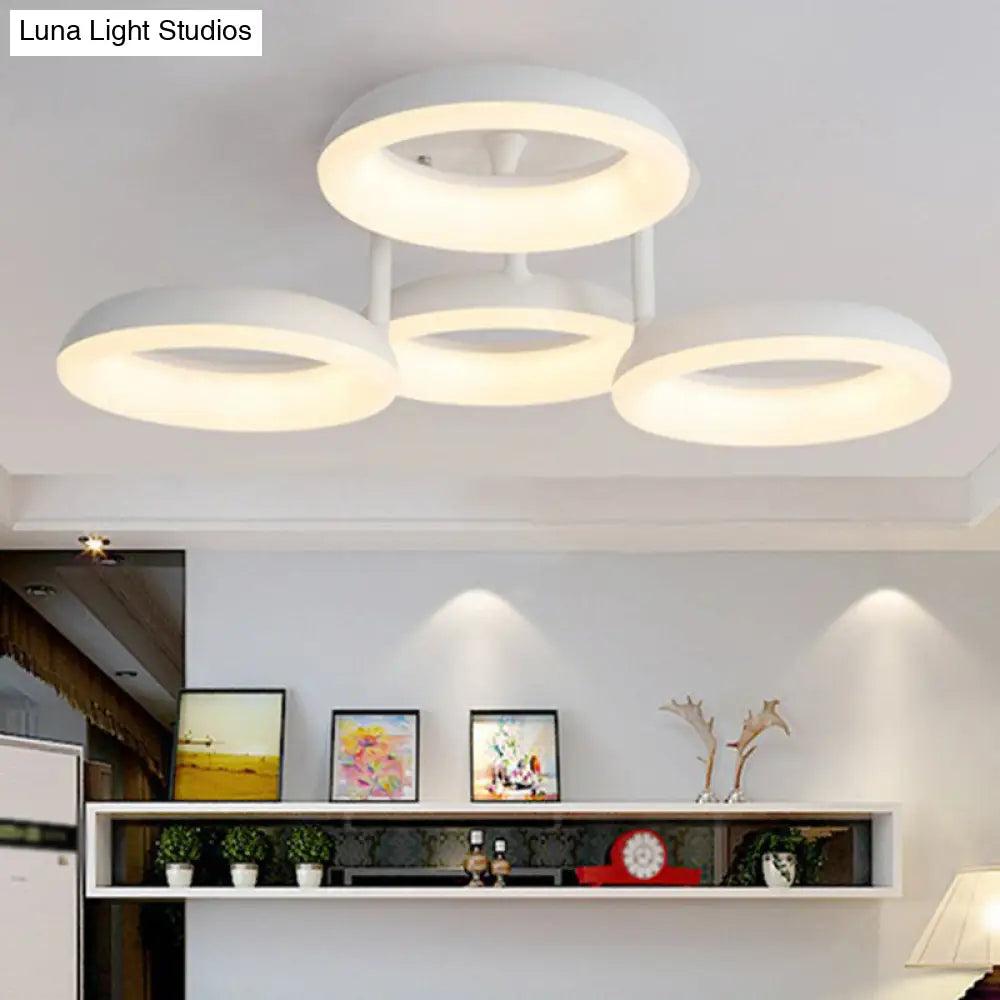 DecorBites™ DecorBites™ White Simplicity Circle LED Semi Flush Light for Living Room Ceiling