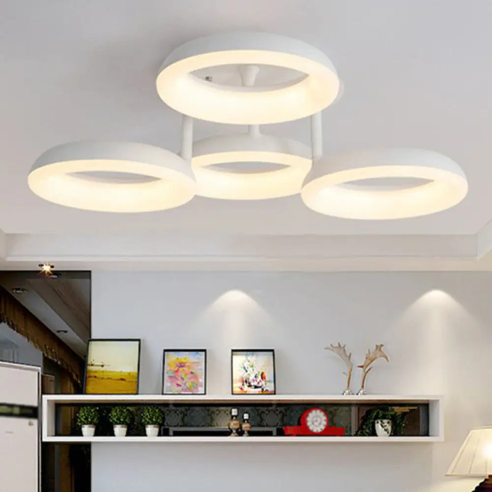 DecorBites™ DecorBites™ White Simplicity Circle LED Semi Flush Light for Living Room Ceiling