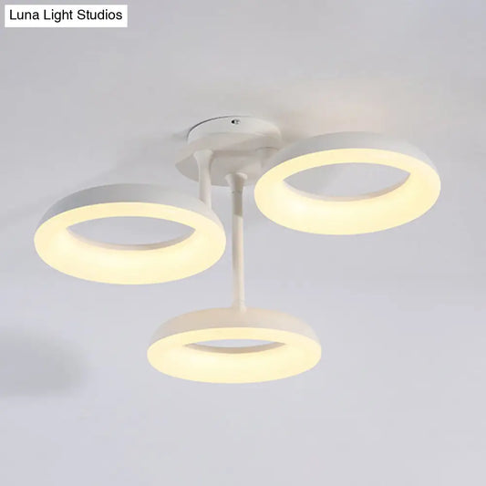 DecorBites™ DecorBites™ White Simplicity Circle LED Semi Flush Light for Living Room Ceiling