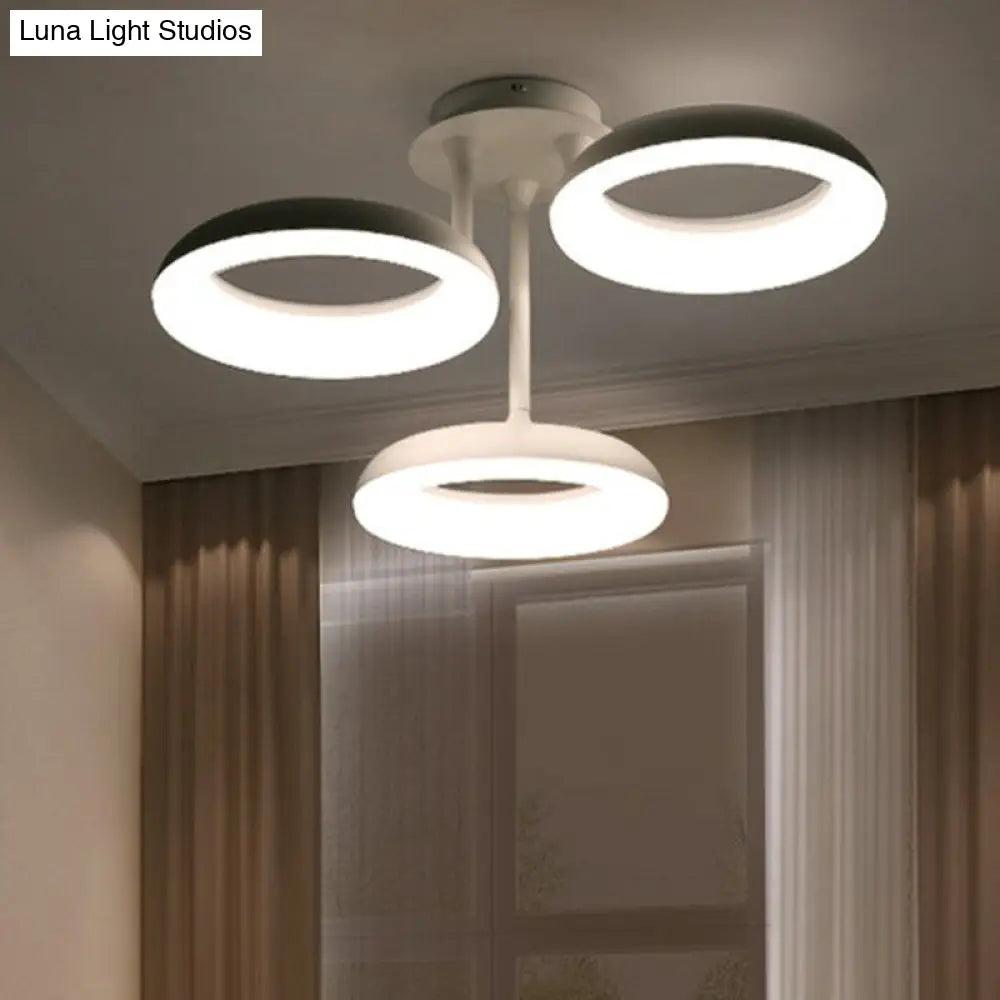 DecorBites™ DecorBites™ White Simplicity Circle LED Semi Flush Light for Living Room Ceiling