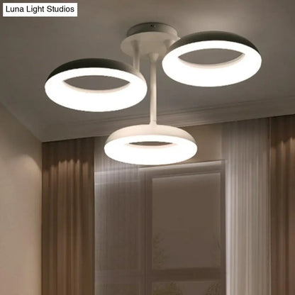 DecorBites™ DecorBites™ White Simplicity Circle LED Semi Flush Light for Living Room Ceiling