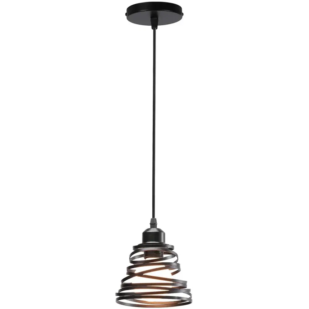 Black wrought iron cage ring pendant light with matte finish and exposed bulb for kitchen and living room decorbites iron cage