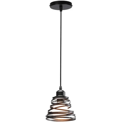 Black wrought iron cage ring pendant light with matte finish and exposed bulb for kitchen and living room decorbites iron cage