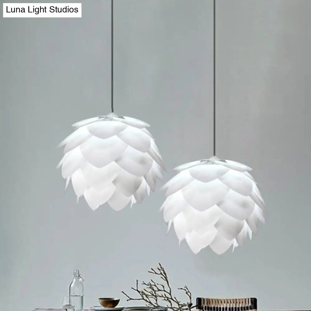 White Squama Pendant Light - Nordic Style, 1-Light Suspension for Dining Room