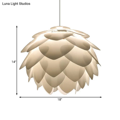 White Squama Pendant Light - Nordic Style, 1-Light Suspension for Dining Room