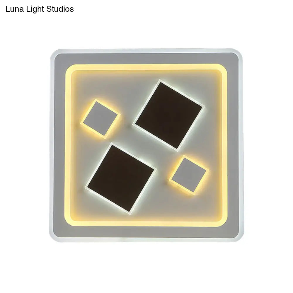 DecorBites™ DecorBites™ White Square Living Room Ceiling Lamp - Modern Acrylic Light Fixture