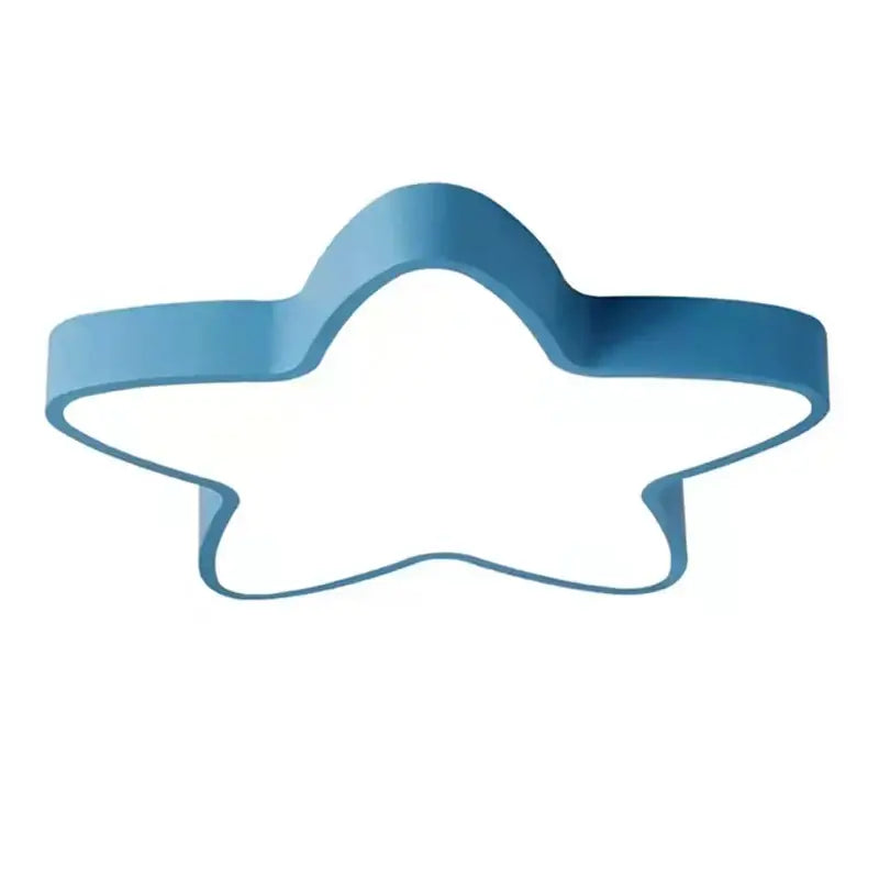 Blue star-shaped cookie cutter with a smooth glossy finish featured with decorbites colorful star ceiling lamp for kids room decor