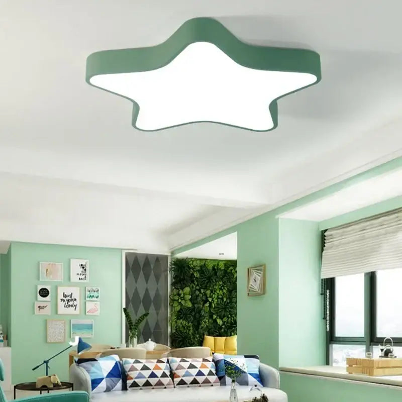 A modern green matte finish ceiling lamp shaped like a star for kids room decorbites colorful star ceiling lighting