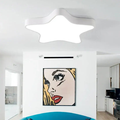 White star-shaped ceiling lamp with led lighting for kids room featuring decorbites colorful star ceiling design