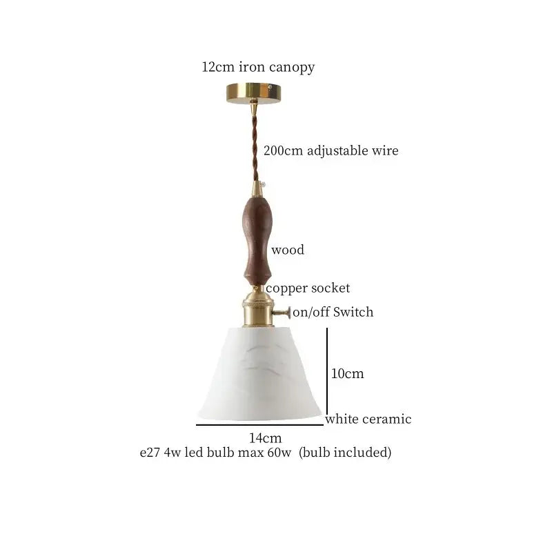White textured glass and brass pendant light with wooden handle ceramic led hanging for dining room decorbites ceramic led