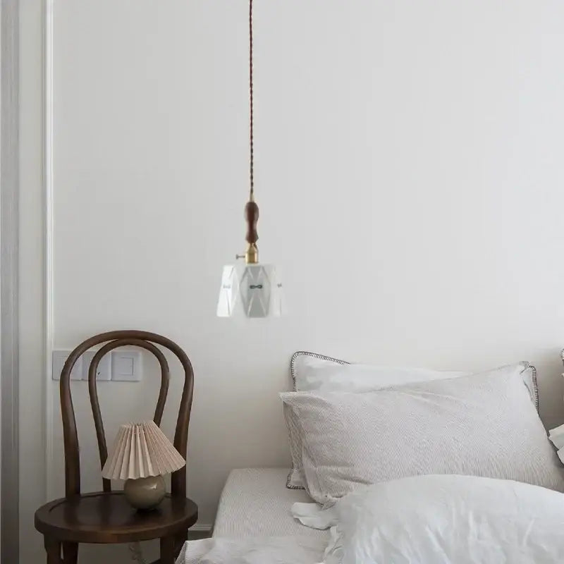 White textured glass and brass pendant light with dark wood fixture and braided cord for decorbites ceramic led hanging