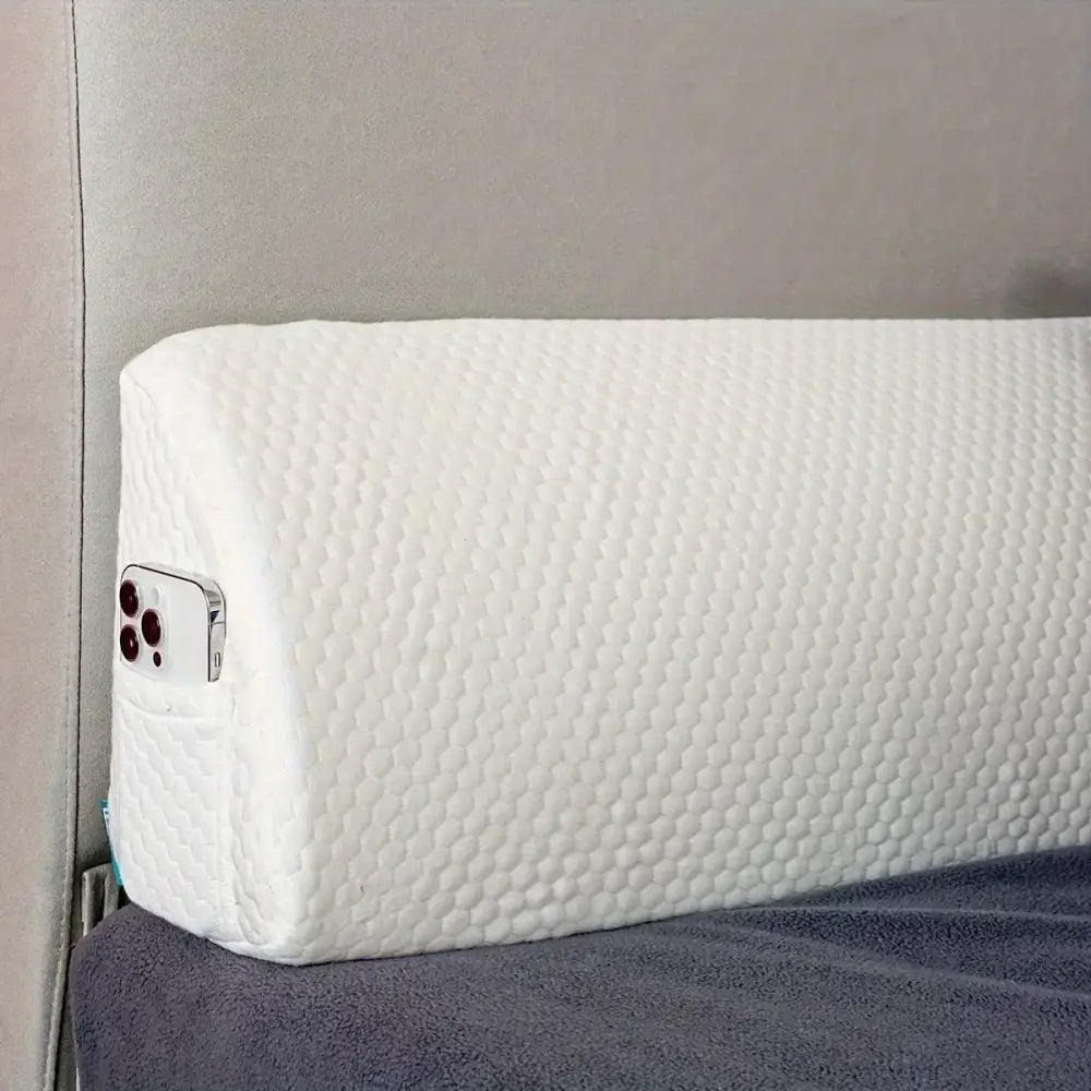 White honeycomb-textured memory foam pillow wedge with built-in phone pocket decorbites headboard pillow wedge
