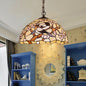 White Tropical Bird Pendant – Victorian Stained Art Glass Ceiling Lamp