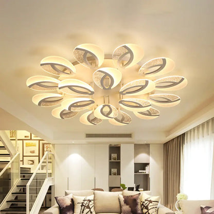 DecorBites™ DecorBites™ White Ultrathin Ceiling Light: Modern LED Semi Flush Mount Lamp with Floral Acrylic Shade, Warm/White Light for Living Room