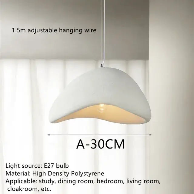 A modern white pendant lamp with a smooth curved design and e27 bulb from decorbites handmade wabi sabi collection