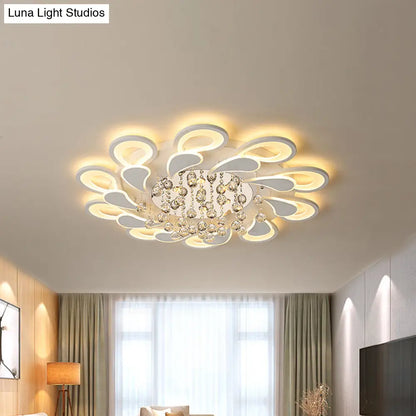 DecorBites™ DecorBites™ White Windmill Flush Lamp LED Acrylic Ceiling Fixture with Crystal Drop - 27"/31.5" Modernist Design (Warm/White Light)