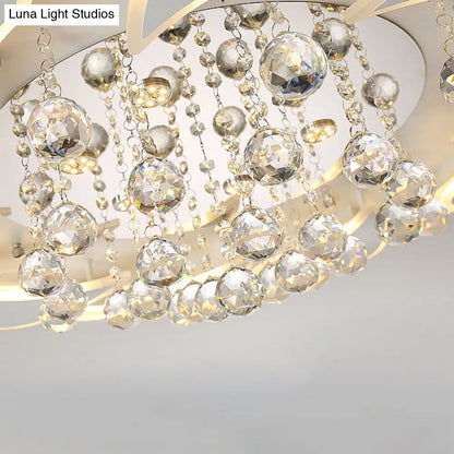 DecorBites™ DecorBites™ White Windmill Flush Lamp LED Acrylic Ceiling Fixture with Crystal Drop - 27"/31.5" Modernist Design (Warm/White Light)