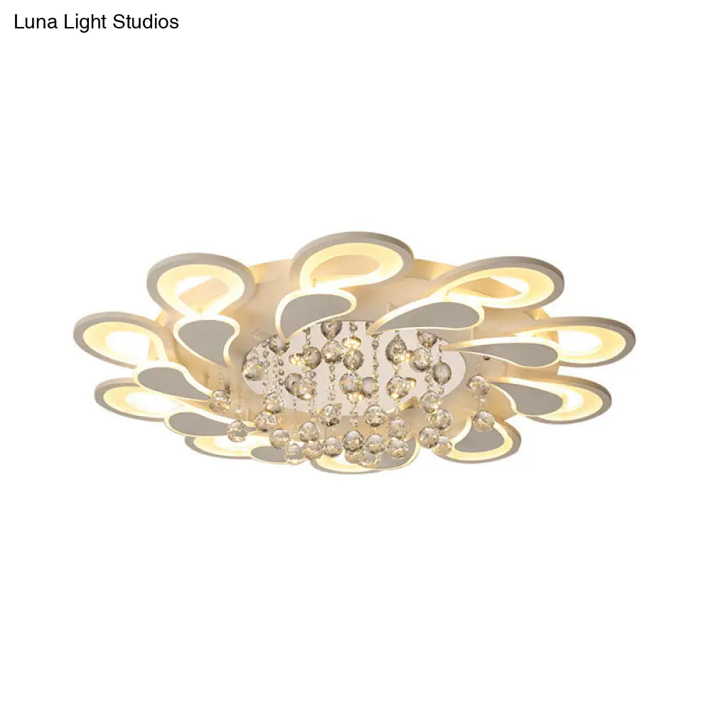 DecorBites™ DecorBites™ White Windmill Flush Lamp LED Acrylic Ceiling Fixture with Crystal Drop - 27"/31.5" Modernist Design (Warm/White Light)