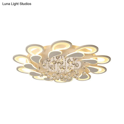 DecorBites™ DecorBites™ White Windmill Flush Lamp LED Acrylic Ceiling Fixture with Crystal Drop - 27"/31.5" Modernist Design (Warm/White Light)