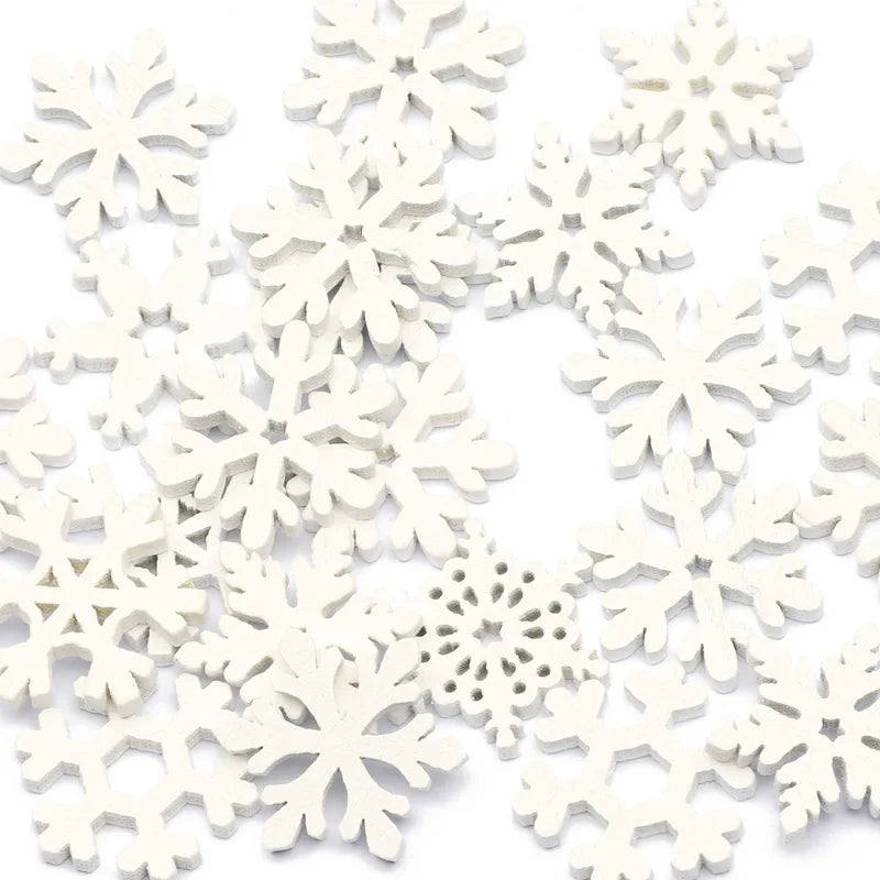 White Wooden Snowflake Slices for Christmas Crafts - Vase