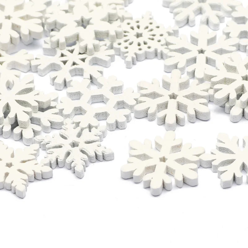 White Wooden Snowflake Slices for Christmas Crafts
