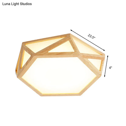 DecorBites™ DecorBites™ Wide Geometric Flush Mount Nordic Wood LED Lamp - 16"/19.5"/23.5" Beige Design for Living Room