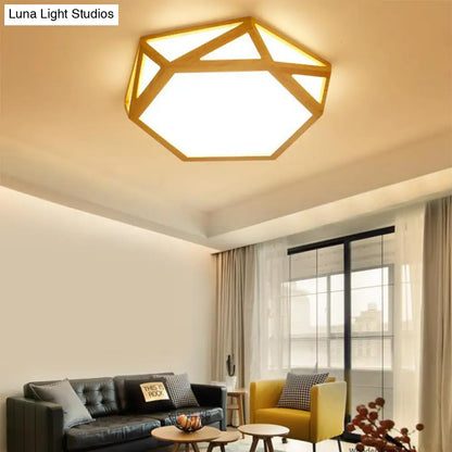DecorBites™ DecorBites™ Wide Geometric Flush Mount Nordic Wood LED Lamp - 16"/19.5"/23.5" Beige Design for Living Room