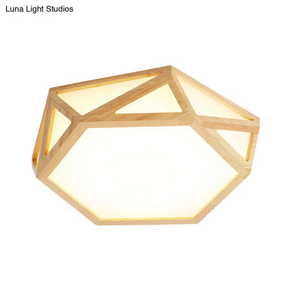DecorBites™ DecorBites™ Wide Geometric Flush Mount Nordic Wood LED Lamp - 16"/19.5"/23.5" Beige Design for Living Room