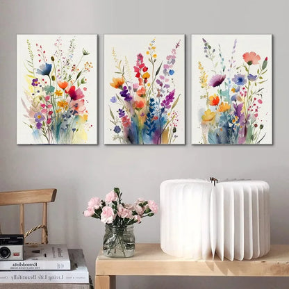 Wildflowers Watercolour Poster Set - Canvas Wall Art - Posters