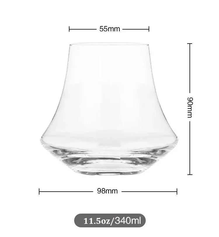 Clear glass crystal whiskey glass tumbler with wide flared rim for dining room spirits by decorbites