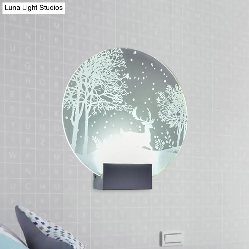 DecorBites™ DecorBites™ Winter Elk/Christmas Tree LED Mural Light Decor with Metal Shade - Hotel Sconce Lighting