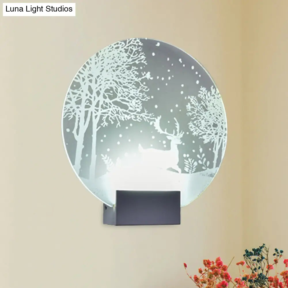 DecorBites™ DecorBites™ Winter Elk/Christmas Tree LED Mural Light Decor with Metal Shade - Hotel Sconce Lighting