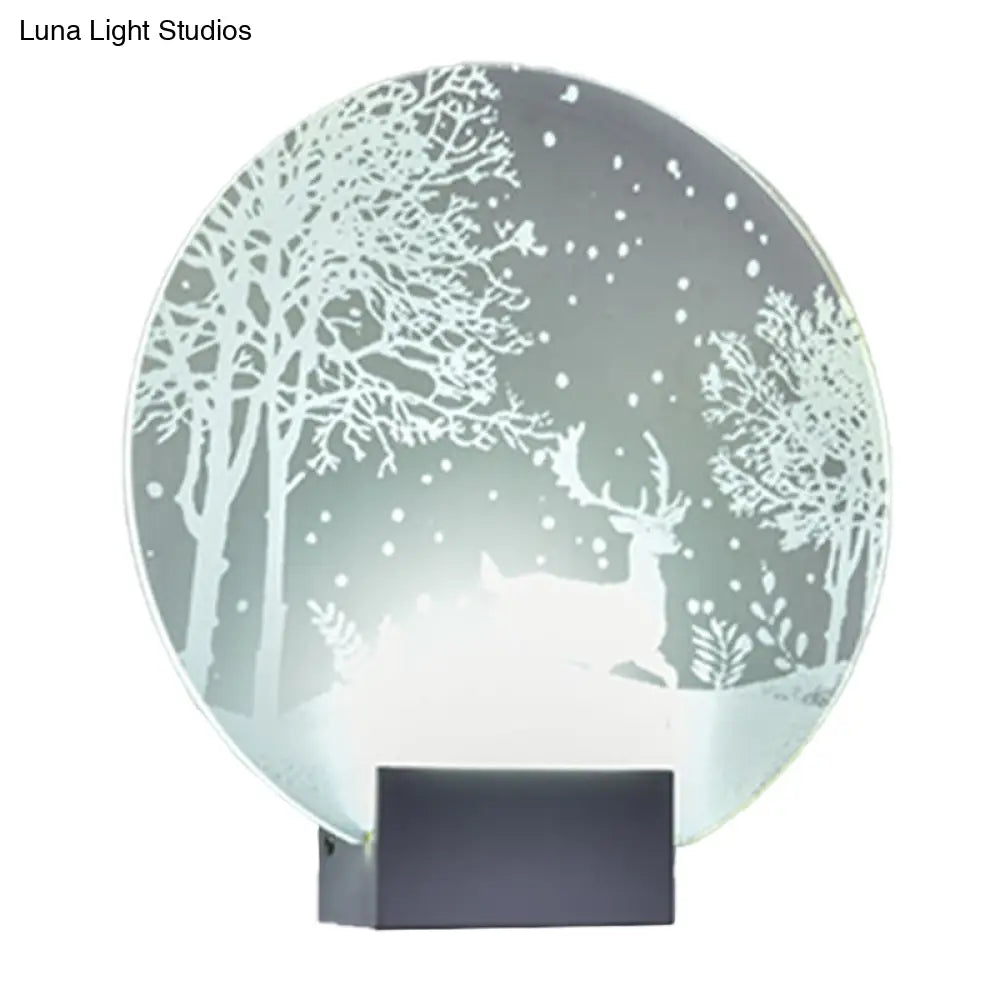 DecorBites™ DecorBites™ Winter Elk/Christmas Tree LED Mural Light Decor with Metal Shade - Hotel Sconce Lighting