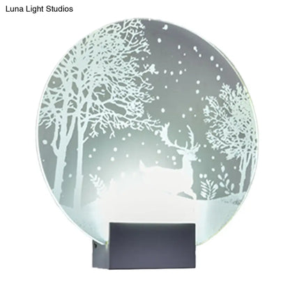DecorBites™ DecorBites™ Winter Elk/Christmas Tree LED Mural Light Decor with Metal Shade - Hotel Sconce Lighting