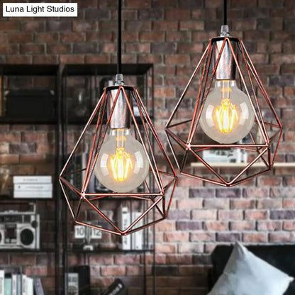 Wire Cage Pendant Light in Black/Copper/Gold | Ideal for Living Room Lighting