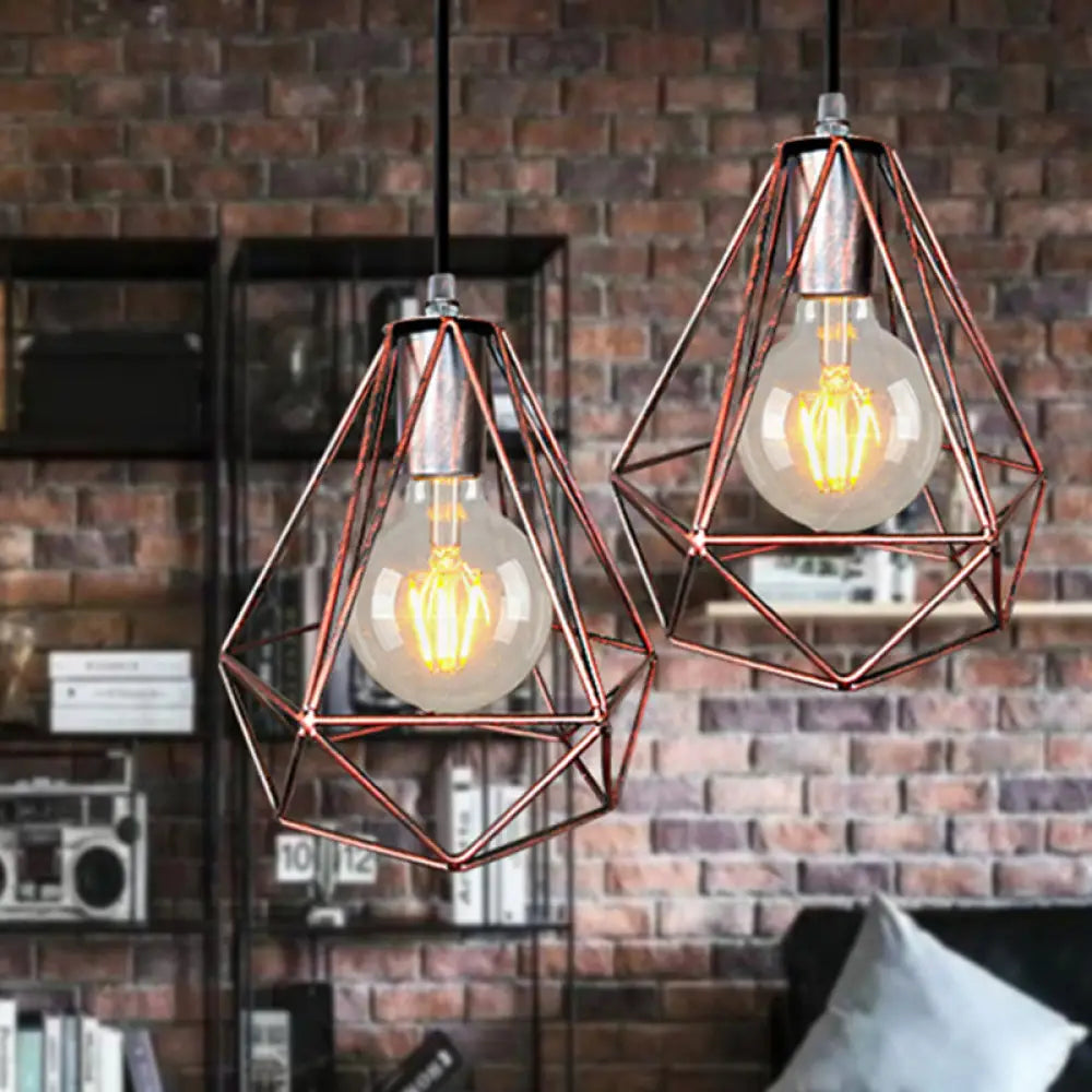 Wire Cage Pendant Light in Black/Copper/Gold | Ideal for Living Room Lighting