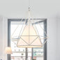 Wire Frame Pendant Light with Fabric Shade - Loft White Metal Ceiling Lighting for Coffee Shop